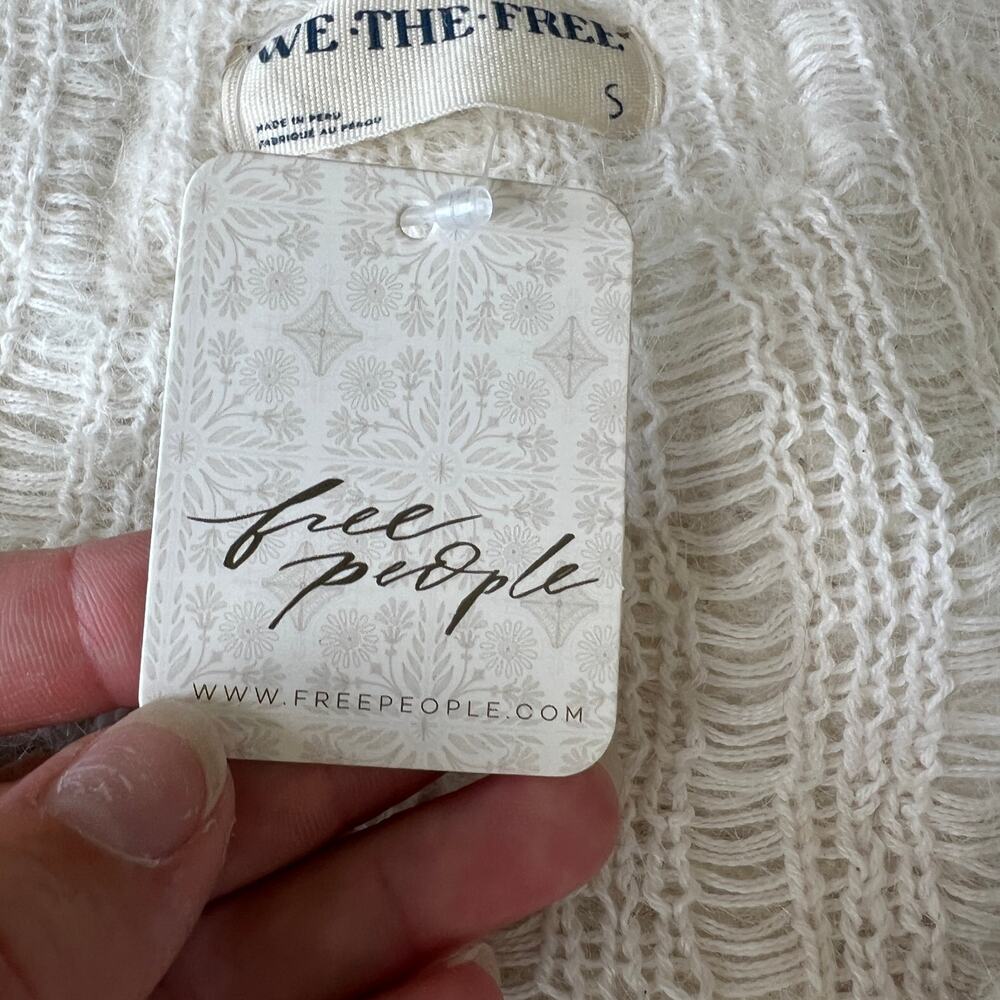 FREE PEOPLE Women's We The Free Teddy Cardi Size S In White Alyssum Combo - Picture 13 of 14